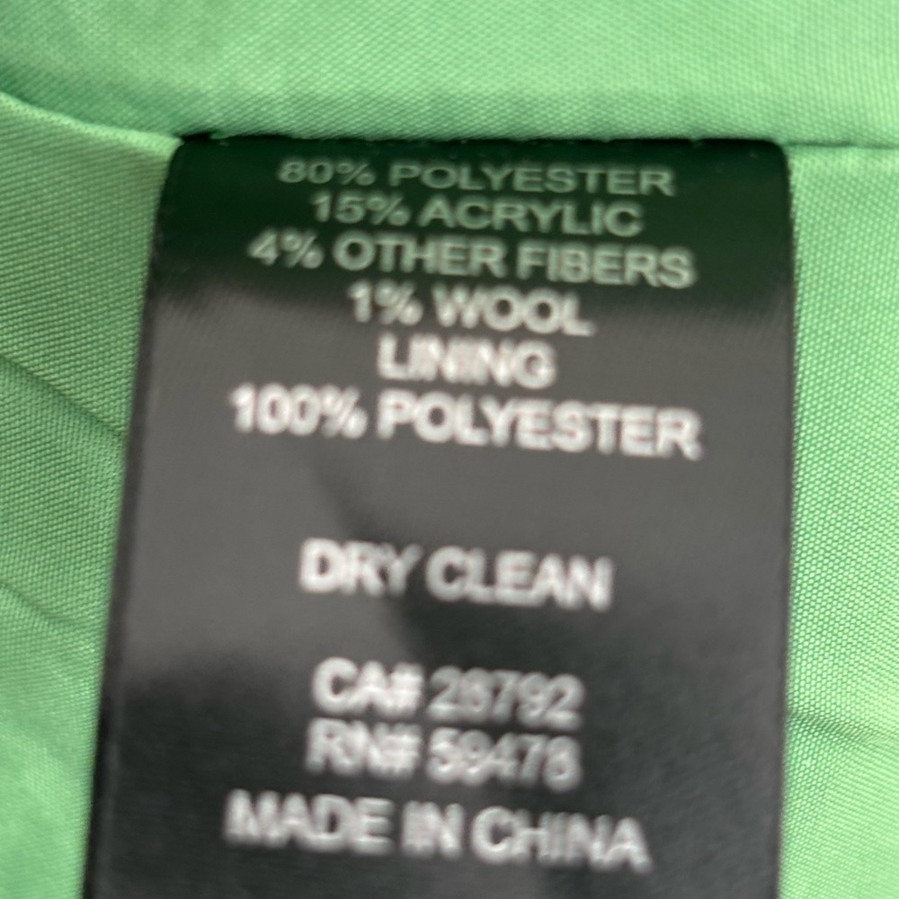 RACHEL ZOE GREEN APPLE TWEED TEXTURED DOUBLE BREASTED BUTTON BLAZER  SZ  L - Picture 12 of 13